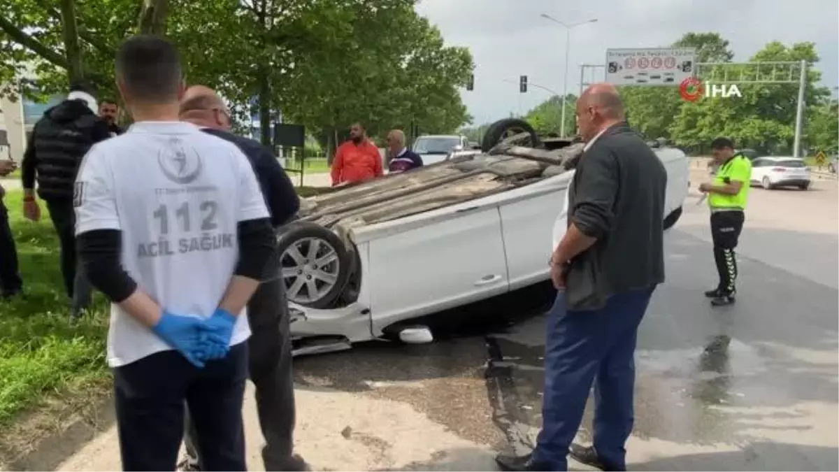 Takla atan otomobilden burnu bile kanamadan çıktı