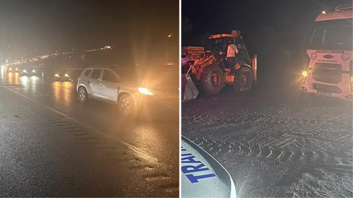 Kırıkkale Otoyolu\'nda gerçekleşen sel trafiği durdurdu