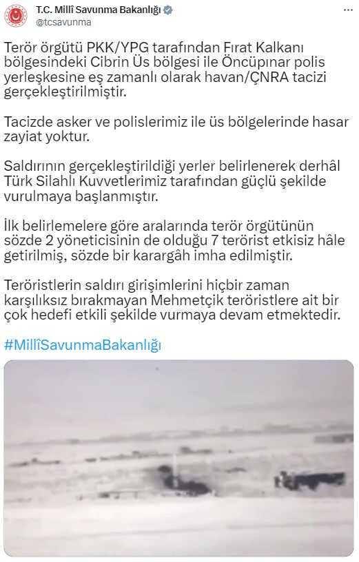 Fırat Kalkanı bölgesinde teröristlere ağır darbe: 7'si etkisiz hale getirildi, sözde karargah imha edildi
