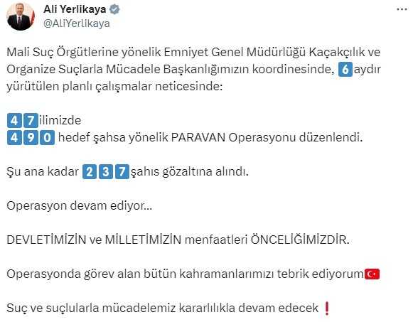 47 ilde 'Paravan' operasyonu! 237 kişi gözaltında 47 ilde 'Paravan' operasyonu! 237 kişi gözaltında