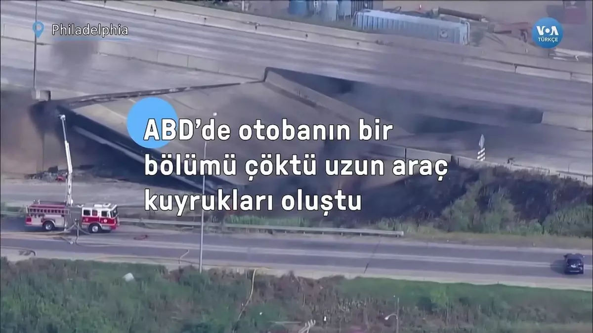 ABD\'de otobanın bir bölümü çöktü uzun araç kuyrukları oluştu