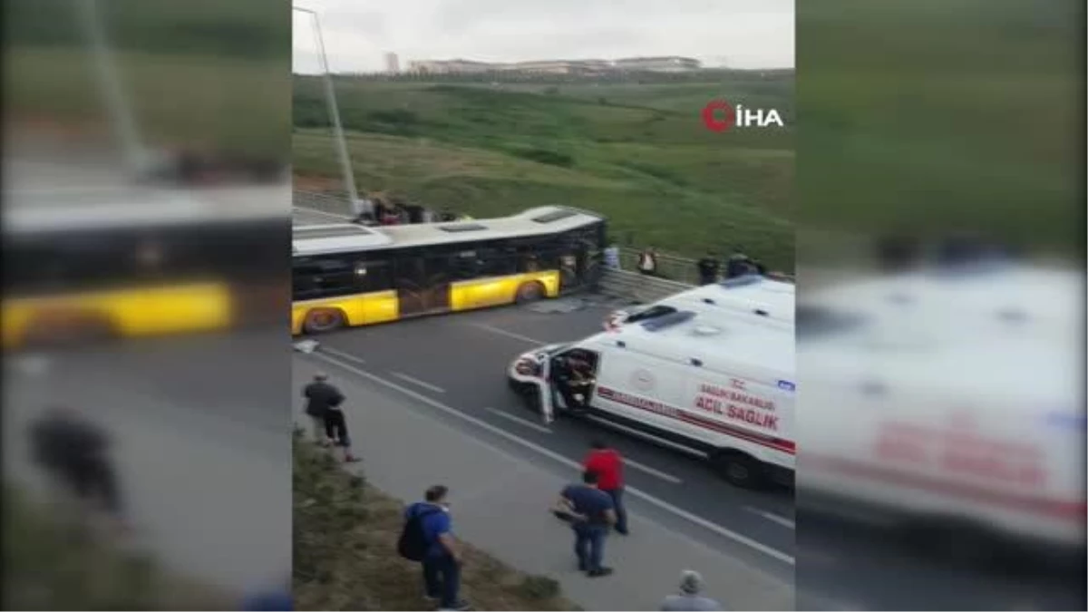 Başakşehir\'de İETT Otobüsü 7 Metre Yükseklikten Alt Yola Düştü: 1 Yaralı