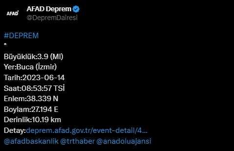 İzmir deprem mi oldu? Az önce deprem mi oldu? Son dakika depremleri! 14 Haziran AFAD ve Kandilli deprem listesi!