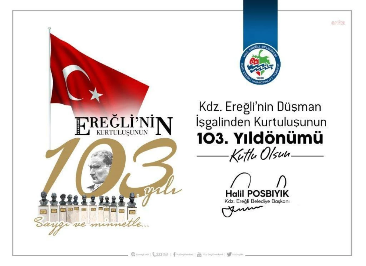 Kdz. Ereğli Belediye Başkanı Halil Posbıyık\'tan Kurtuluş Günü Mesajı