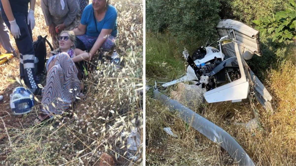 Mustafa Sandal\'ın eşi Melis Sandal\'ın da bulunduğu cayrokopter tarlaya zorunlu iniş yaptı