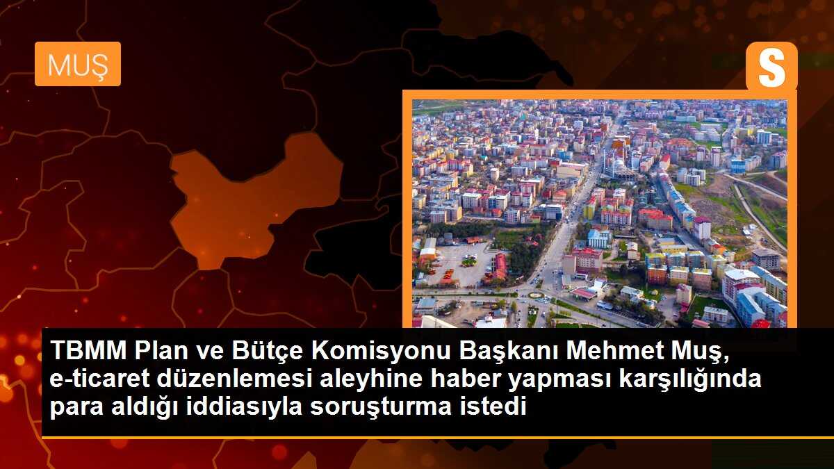 TBMM Plan ve Bütçe Komisyonu Başkanı Mehmet Muş, e-ticaret düzenlemesi aleyhine haber yapması karşılığında para aldığı iddiasıyla ilgili soruşturma istedi