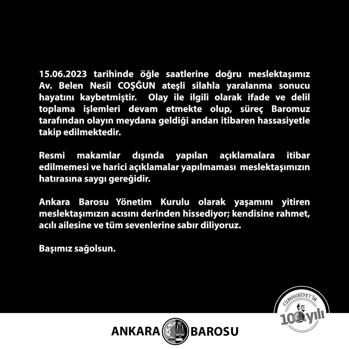 Ankara Barosu Avukatı Ateşli Silahla Yaralanarak Hayatını Kaybetti