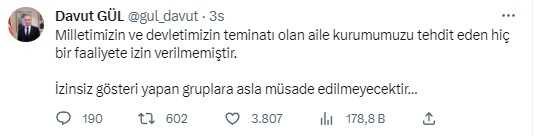 İstanbul Valisi Gül: 'İzinsiz gösterilere müsaade edilmeyecek' İstanbul Valisi Gül: 'İzinsiz gösterilere müsaade edilmeyecek'