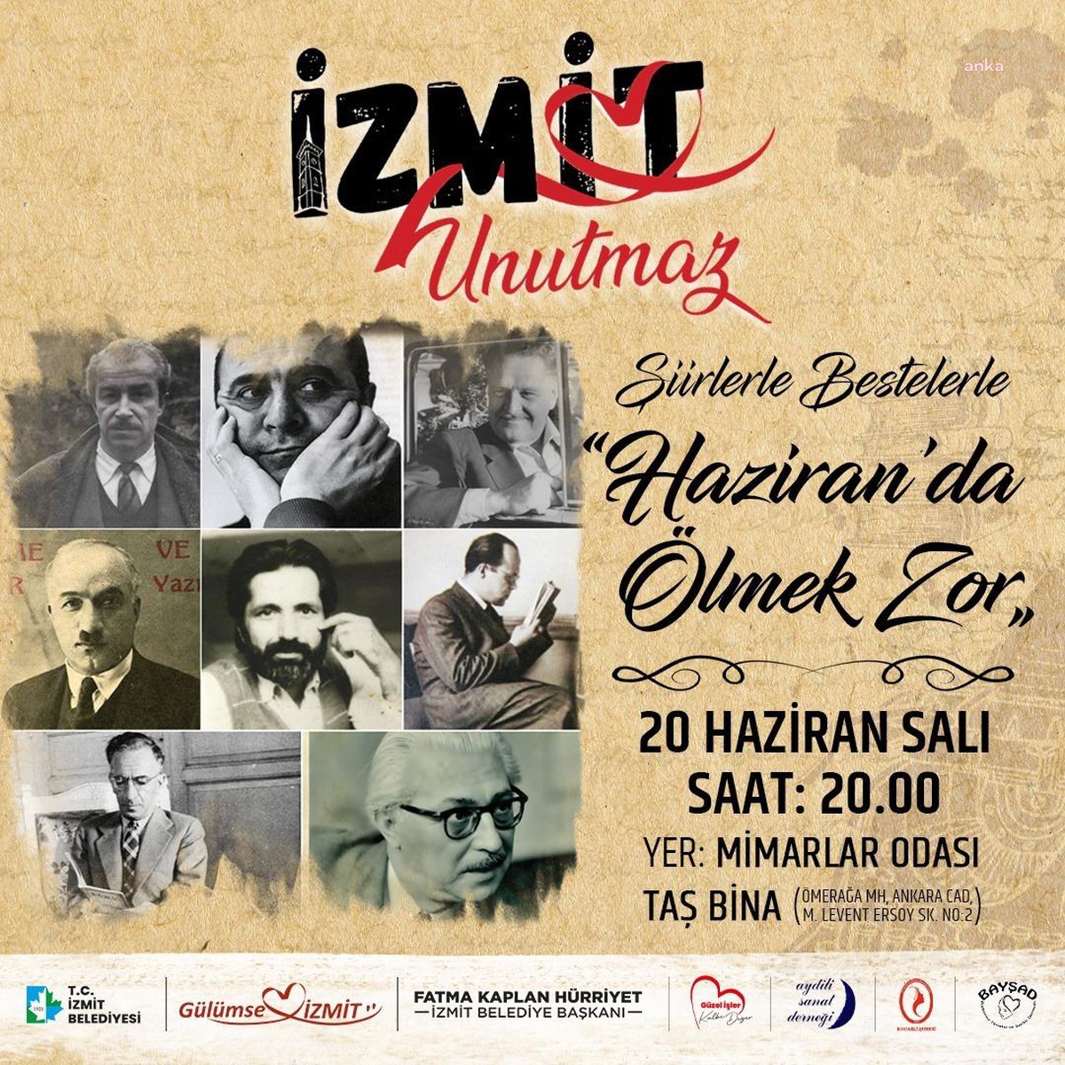İzmit Belediyesi, Haziran Ayına İz Bırakan Şairleri Anacak