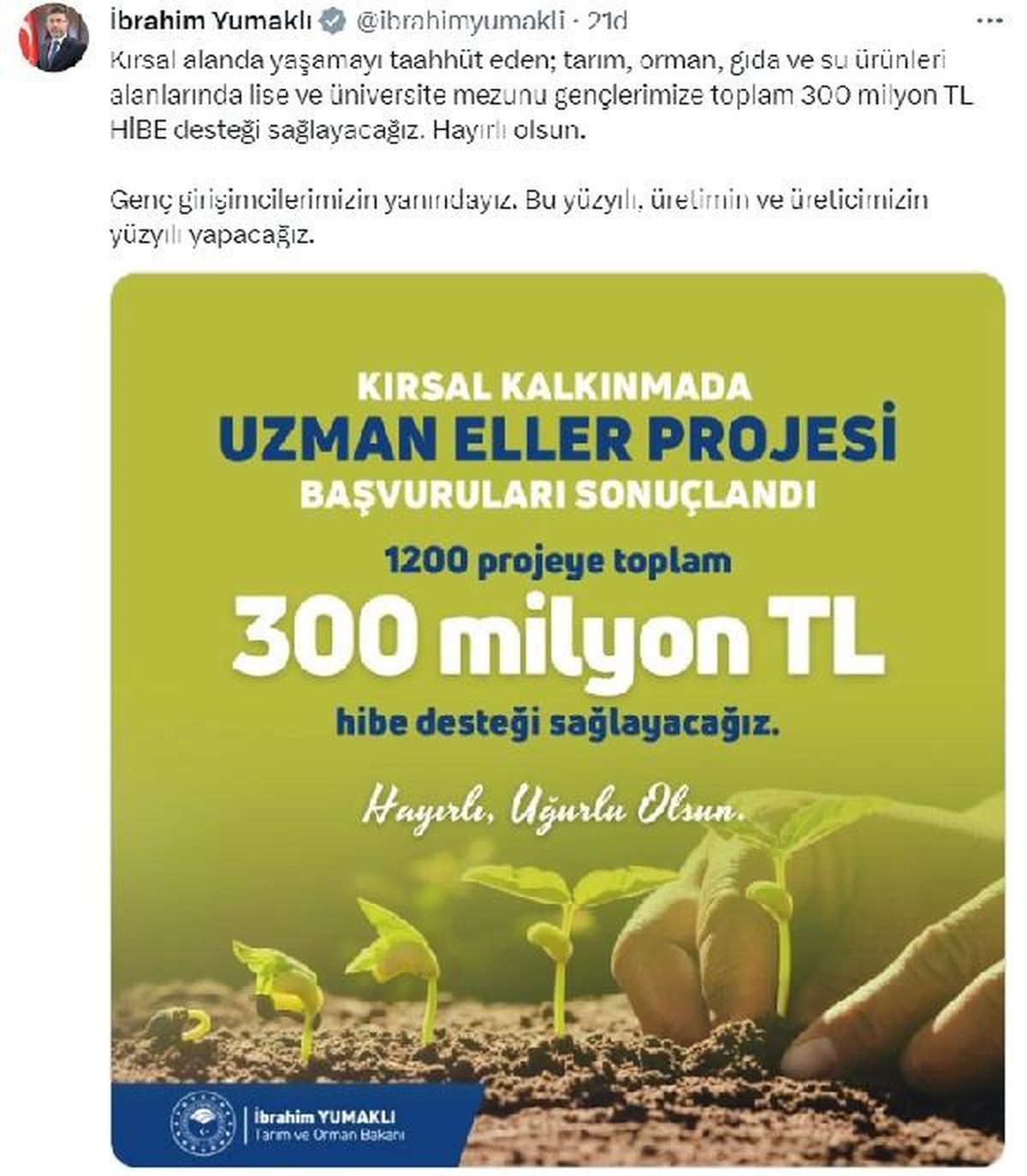 Bakan Yumaklı: Genç Girişimcilerimizin Yanındayız
