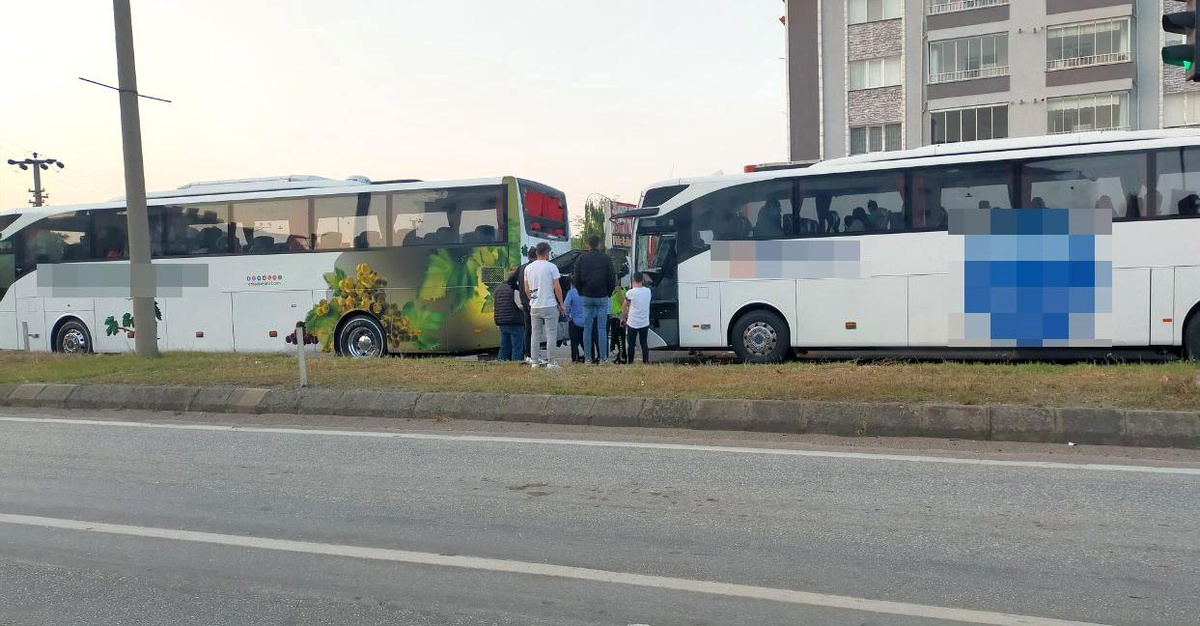 Çorum\'da iki otobüsün karıştığı kaza ucuz atlatıldı