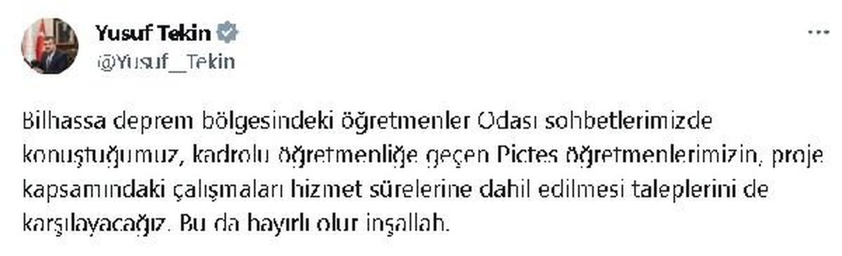 Bakan Tekin\'den PİKTES açıklaması