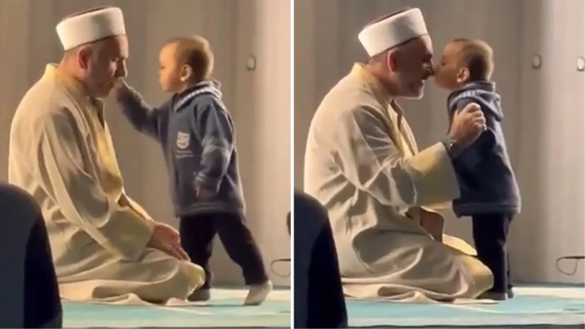 Maltepe\'de dua okuyan imam ile çocuğun oyunu yürek ısıttı