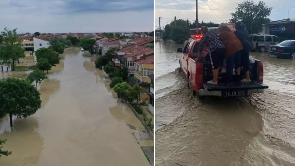 Edirne\'nin Erikli beldesi sular altında kaldı