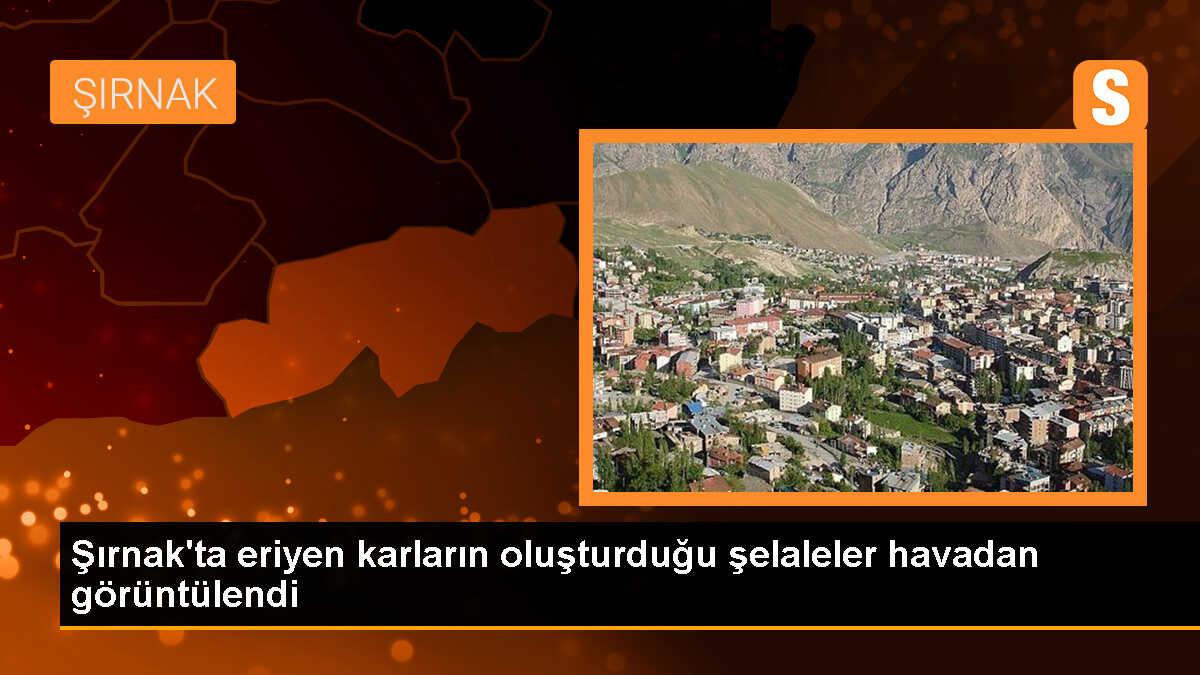 Uludere\'deki dağlarda karların erimesiyle oluşan şelaleler havadan görüntülendi