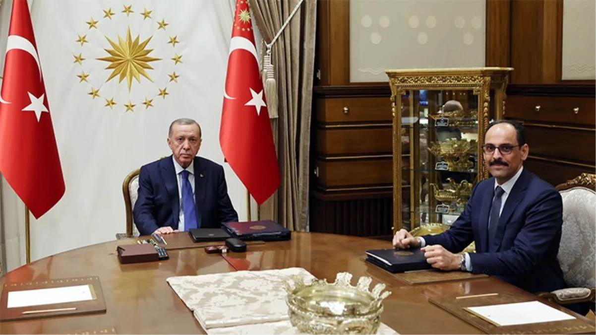 Cumhurbaşkanlığı Külliyesi\'nde önemli buluşma! Cumhurbaşkanı Erdoğan, MİT Başkanı İbrahim Kalın\'ı kabul etti