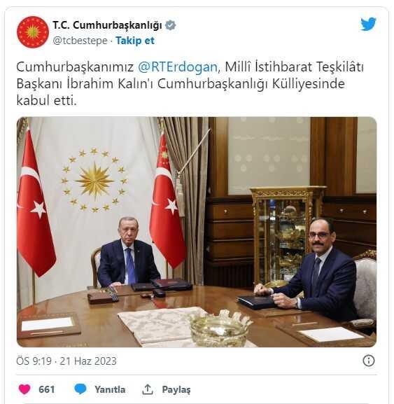 Cumhurbaşkanı Erdoğan, MİT Başkanı İbrahim Kalın'ı kabul etti