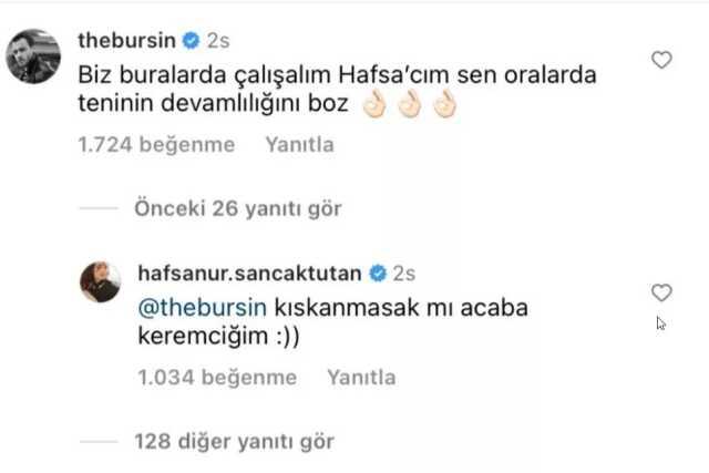 Hafsanur Sancaktutan bikinili pozlarına Kerem Bürsin kayıtsız kalamadı