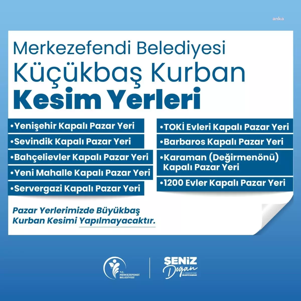 Merkezefendi\'de Kurban Bayramı\'nda hizmet verilecek kesim yerleri açıklandı