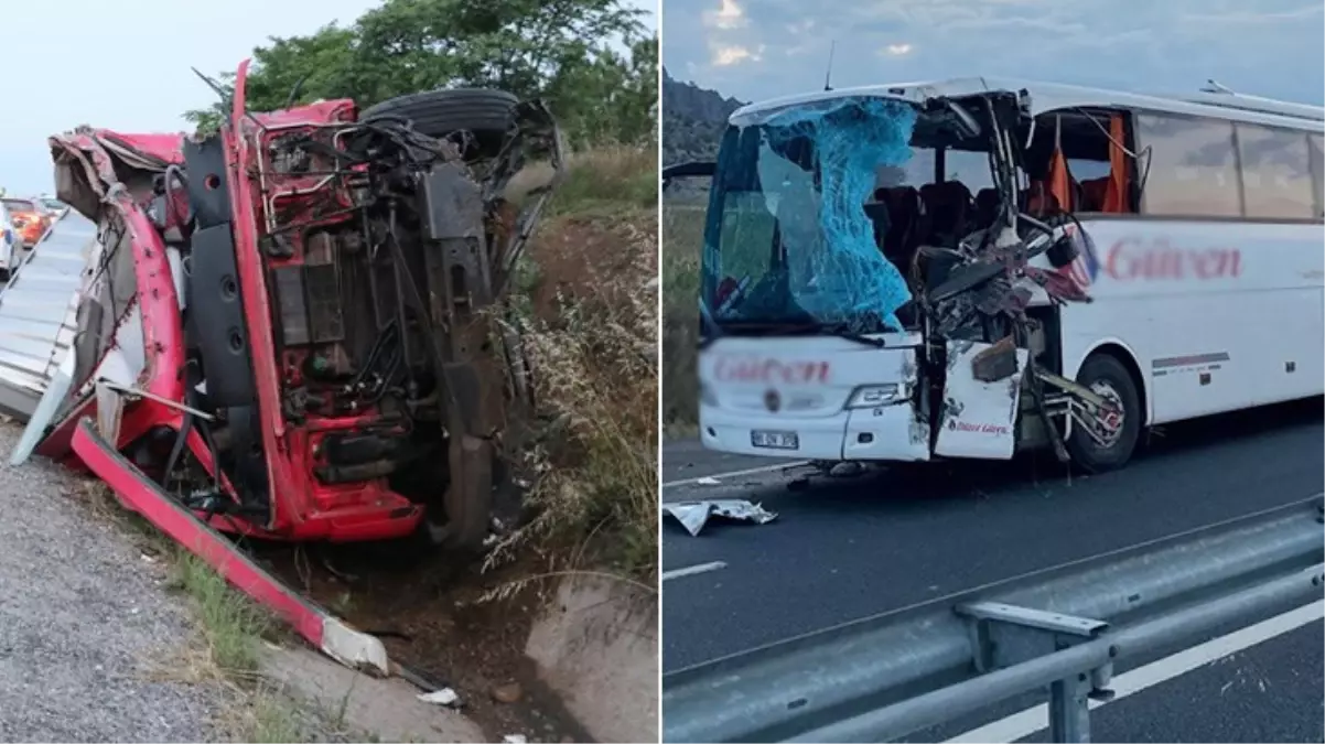 Denizli\'de Tır ve Otobüs Çarpıştı: 2 Ölü, 6 Yaralı