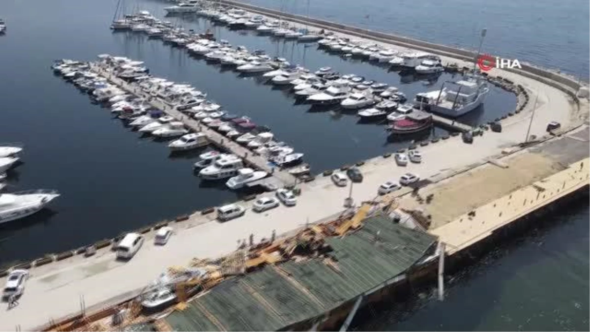 Büyükçekmece\'de Yat Limanı\'na yapılan kaçak tesisi belediye ekipleri yıktı