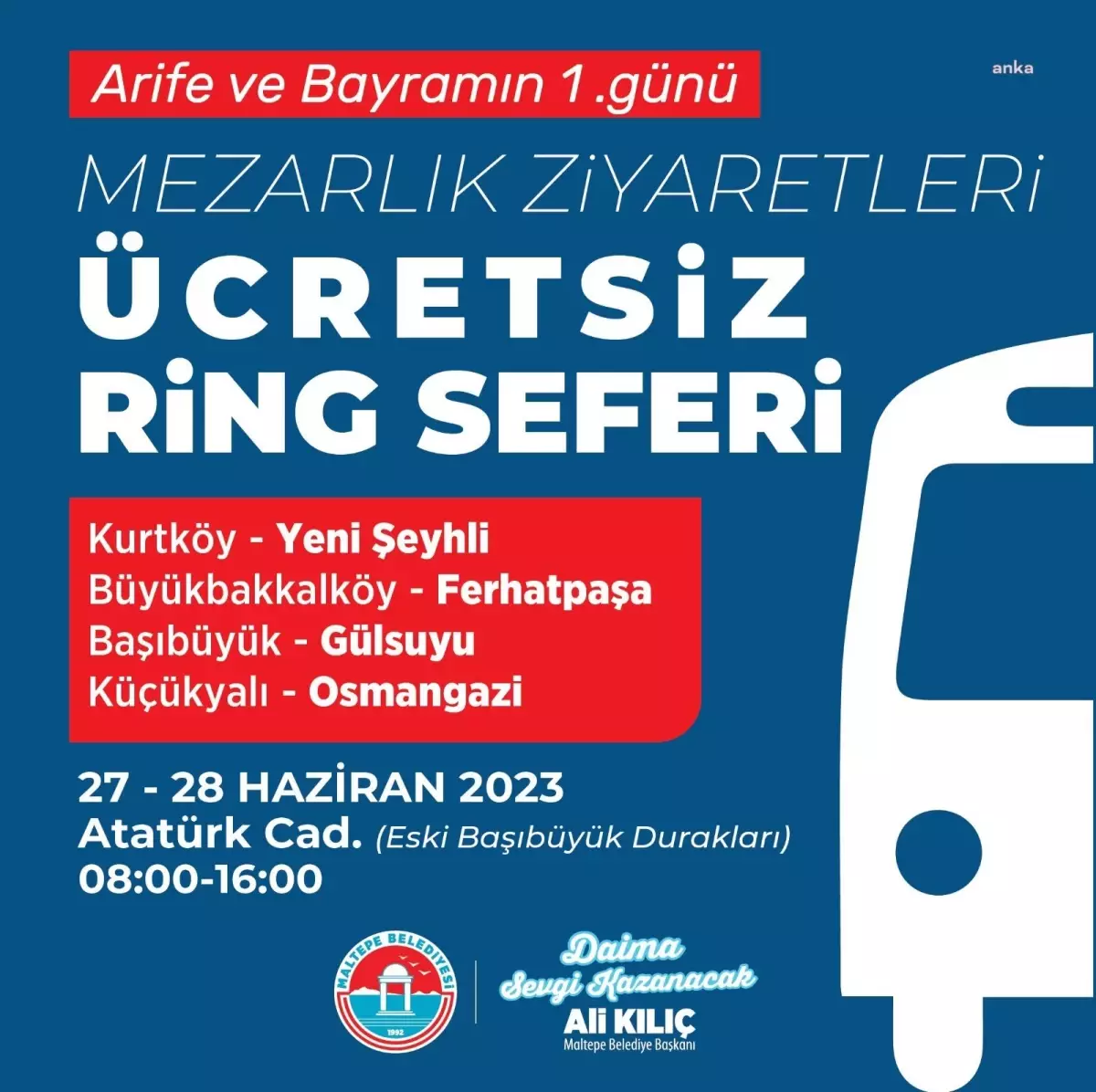 Maltepe Belediyesi, Bayramda Mezarlıklara Ücretsiz Ring Seferleri Düzenleyecek