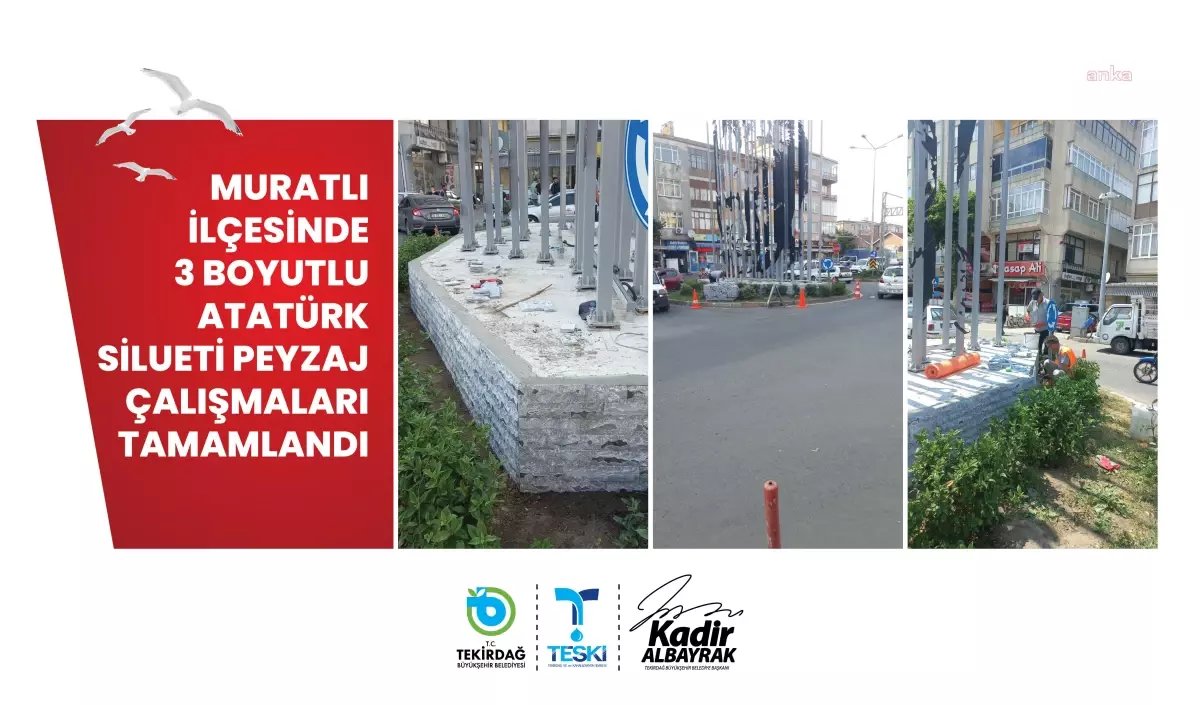 Tekirdağ Büyükşehir Belediyesi, Muratlı\'da 3 Boyutlu Atatürk Silüeti Çalışmasını Tamamladı