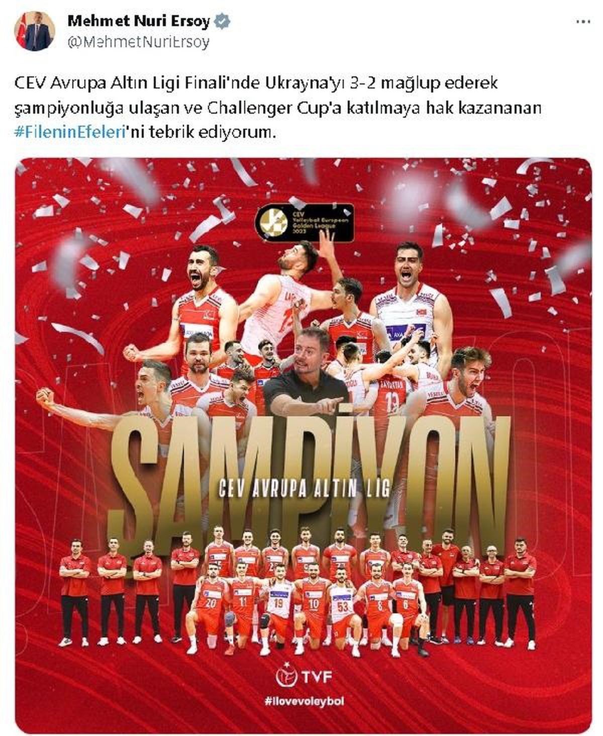 Bakanlar, A Milli Erkek Voleybol Takımı\'nı tebrik etti