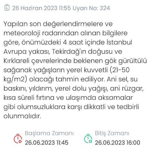 İstanbul'da bugün yağmur yağacak mı? 26 Haziran İstanbul'da yağmur var mı? İstanbul Valiliği sağanak yağış uyarısı!