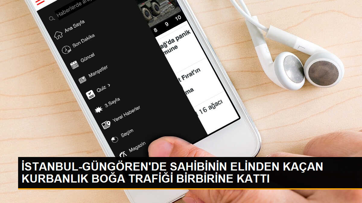 Güngören\'de kaçan boğa trafiği birbirine kattı