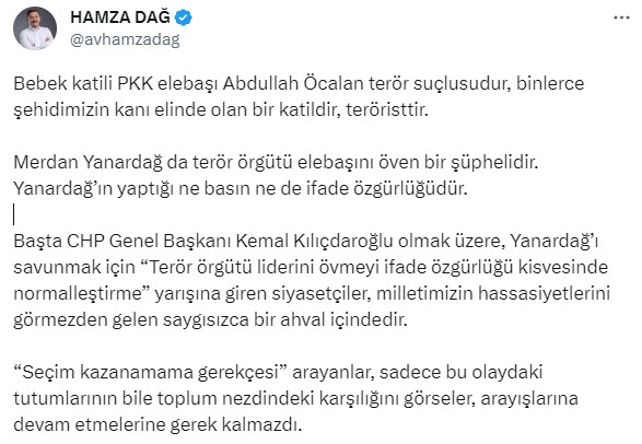 AK Partili Hamza Dağ'dan Kılıçdaroğlu'na sert tepki: 'Seçim kazanamama gerekçesi arayanlar'