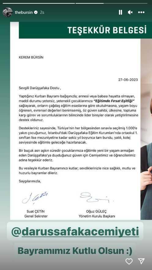 Darüşşafaka'ya bağış yapan Kerem Bürsin, 8 yıl boyunca bin öğrenciye tam burs verecek