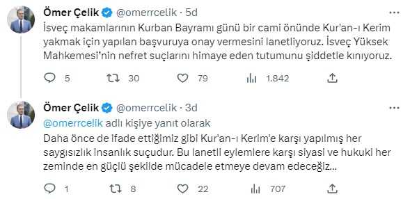 Son Dakika! İsveç'te cami önünde Kur'an-ı Kerim yakılmasına AK Parti'den tepki: Lanetliyoruz Son Dakika! İsveç'te cami önünde Kur'an-ı Kerim yakılmasına AK Parti'den tepki: Lanetliyoruz