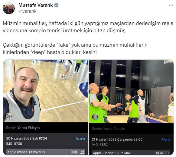 Cumhurbaşkanı Erdoğan'ın basket oynadığı görüntülere 'Fake' diyenlere Varank'tan yanıt