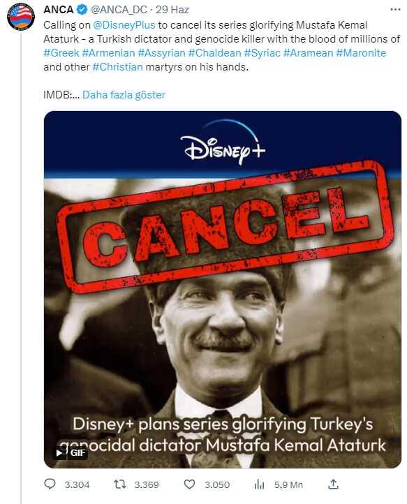 Disney Plus, Ermeni lobisinin çağrısı sonrası Atatürk dizisinin iptal edildiği iddialarına yanıt verdi