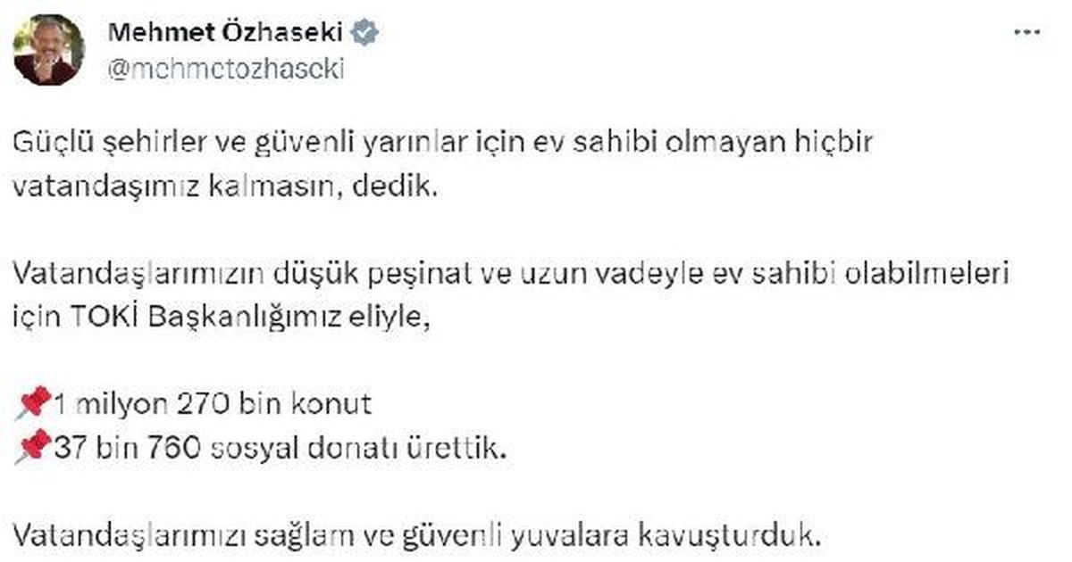 TOKİ Başkanlığı, 1 milyon 270 bin konut üretti