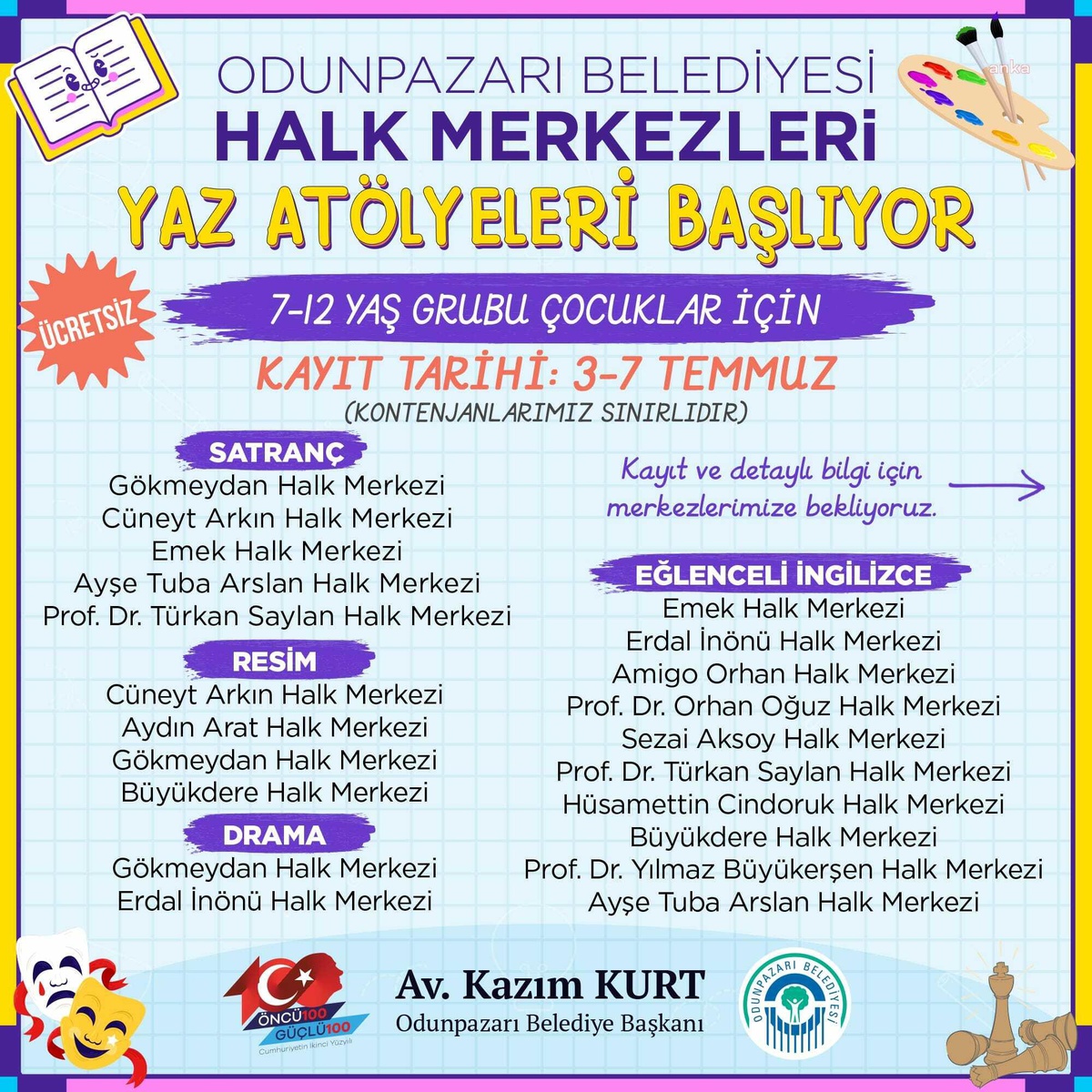 Odunpazarı Belediyesi Yaz Atölyeleri Kayıtları Başladı