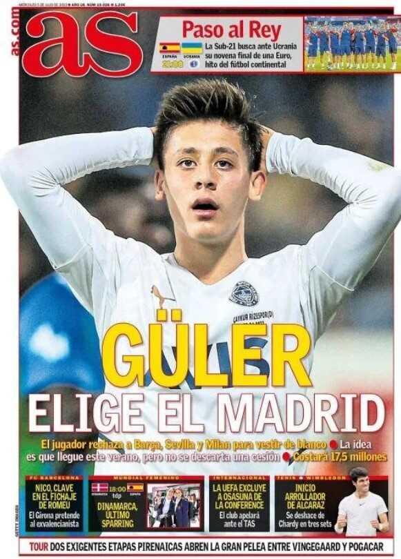 İspanyol basını tam sayfa verdi! Tüm ülke, Arda Güler'in Real Madrid'e transferini konuşuyor