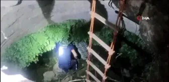 Kuyuya düşen yavru kartal itfaiye ekiplerince kurtarıldı