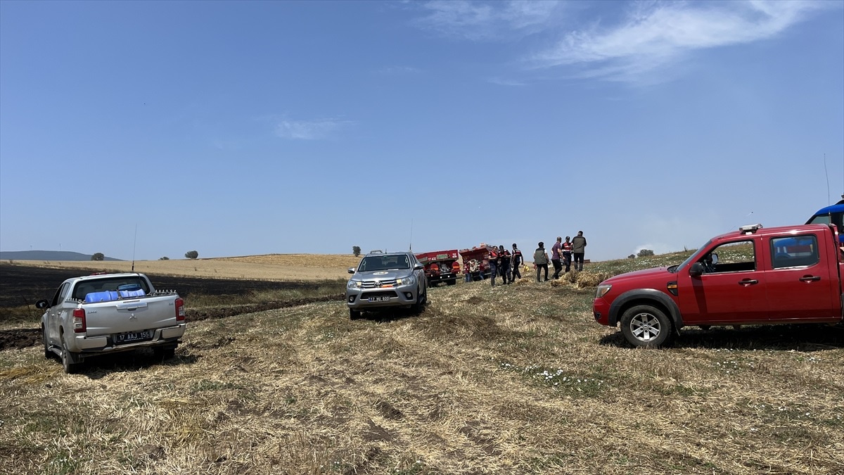 Çanakkale\'de arpa tarlasında çıkan yangında 20 dönüm ekili alan zarar gördü