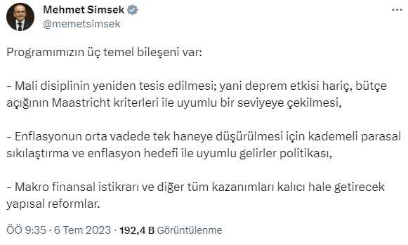 Son Dakika! Bakan Şimşek: Enflasyonun düşürülmesi için kademeli parasal sıkılaştırma devam edecek Son Dakika! Bakan Şimşek: Enflasyonun düşürülmesi için kademeli parasal sıkılaştırma devam edecek