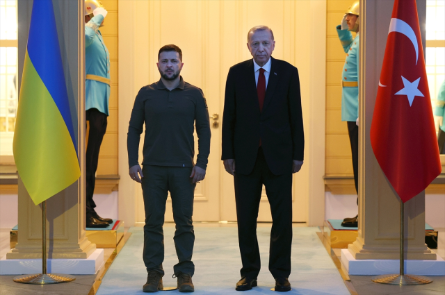 Cumhurbaşkanı Recep Tayyip Erdoğan, Ukrayna Devlet Başkanı Volodimir Zelenski'yle görüşüyor