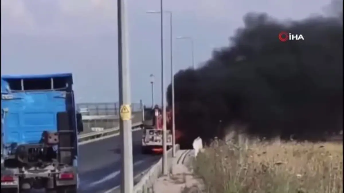 Seyir halindeki vinç alevlere teslim oldu