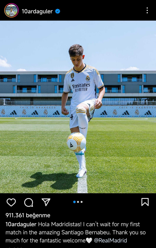 Arda Güler'den Real Madrid taraftarına ilk mesaj: Santiago Bernabeu'daki ilk maçım için sabırsızlanıyorum