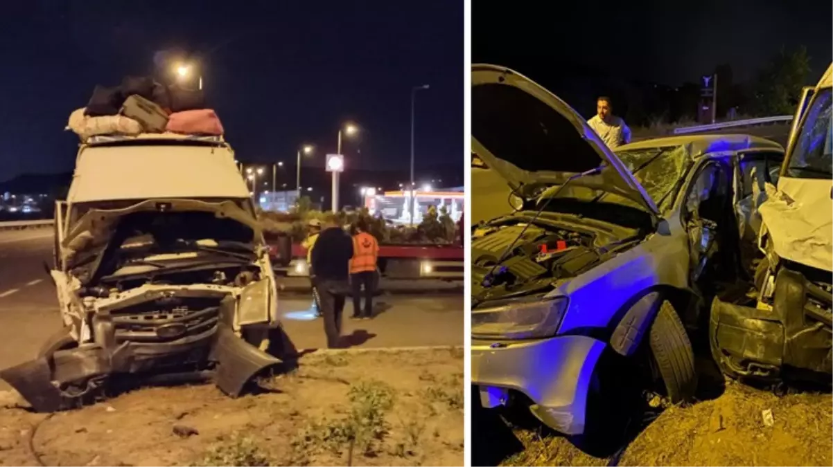 Aynı istikamete giden minibüs ile otomobil çarpıştı: 16 kişi yaralandı