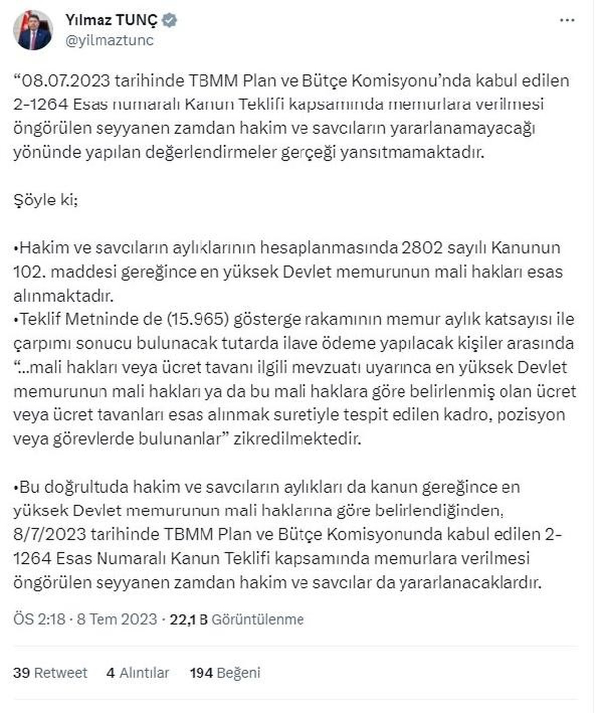 Hakim ve savcılar da seyyanen zamdan yararlanacak