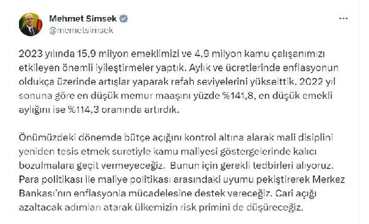 Bakan Şimşek: Mali Disiplini Yeniden Tesis Edeceğiz