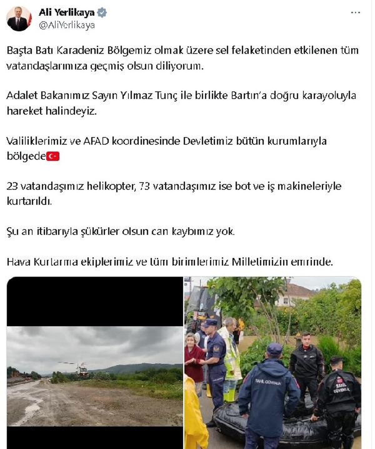 İçişleri ve Adalet Bakanları Bartın\'da Sel Felaketini İncelemek Üzere