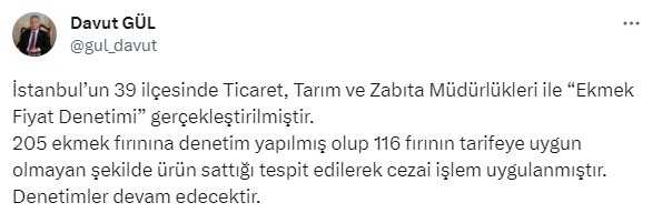 İstanbul'da 116 Fırına Cezai İşlem Uygulandı İstanbul'da 116 Fırına Cezai İşlem Uygulandı
