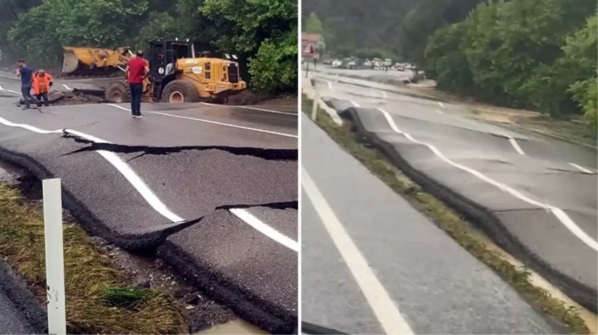 Sel, Zonguldak-Ankara Karayolu\'nda deprem etkisi yaptı